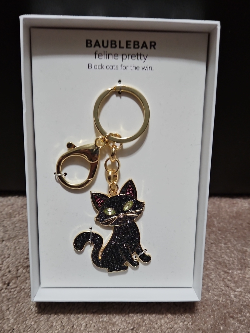 BaubleBar Black Cat Key Chain/Bag Charm